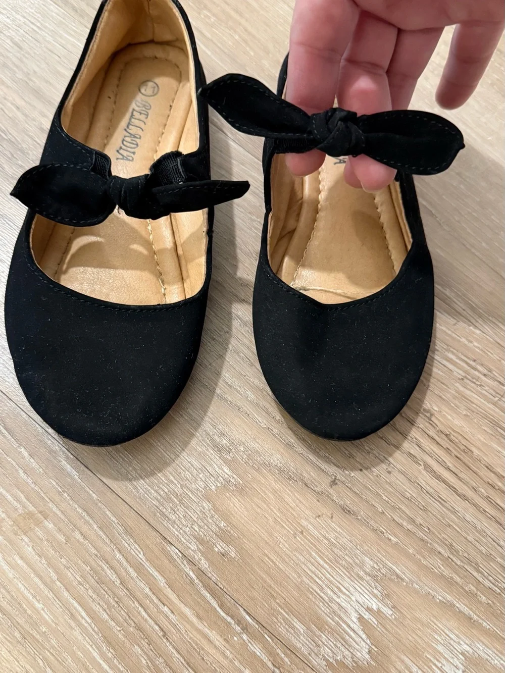 Girls' Black Mary Jane Ballet Flats with Bow Strap